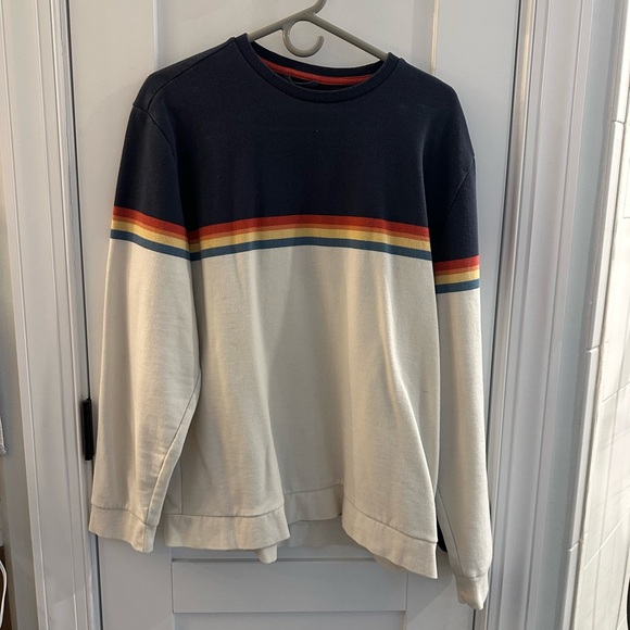 Marine Layer Navy and Cream Color Striped Sweatshirt - Picture 1 of 3